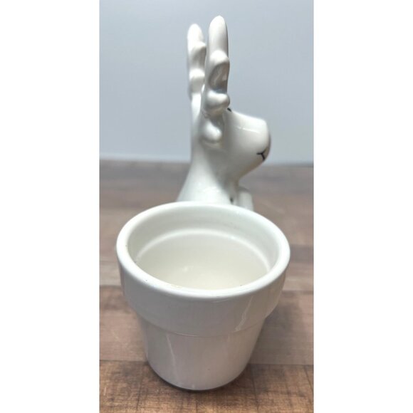 Ceramic Reindeer Tealight Holder With Light - Picture 3 of 5